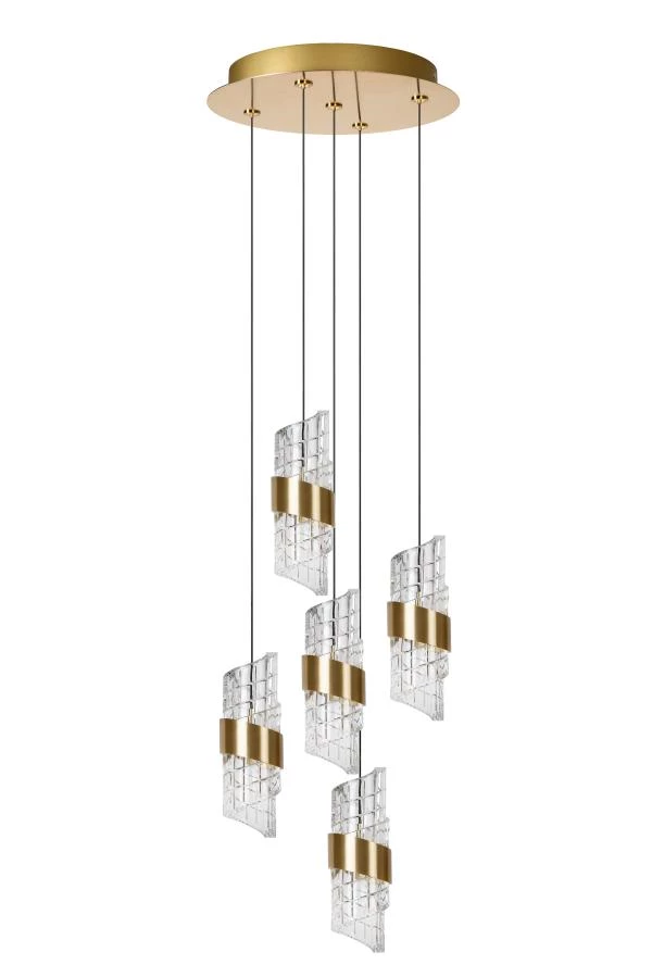 Lucide KLIGANDE - Suspension - Ø 30 cm - LED Dim. - 5x8W 2700K - Or Mat / Laiton - éteint